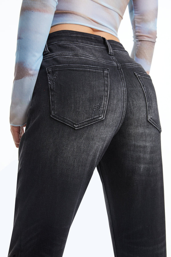 High Rise Painted Mom Denim Jeans-Mom Jeans-BAYEAS