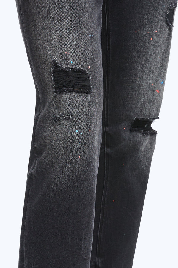 High Rise Painted Mom Denim Jeans-Mom Jeans-BAYEAS