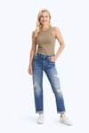 High Rise Painted Mom Denim Jeans-Mom Jeans-BAYEAS