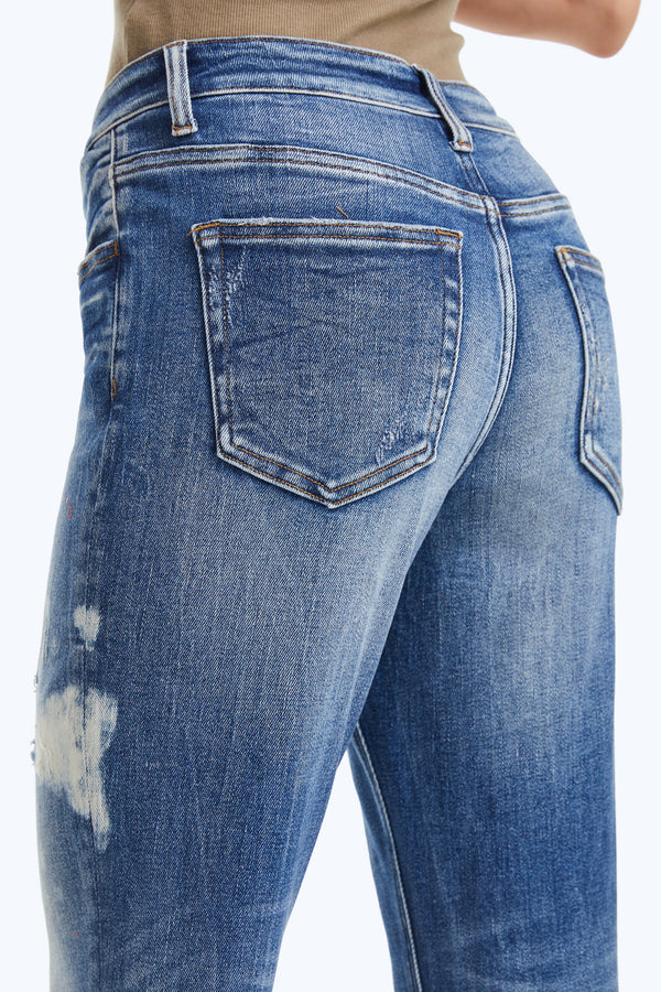 High Rise Painted Mom Denim Jeans-Mom Jeans-BAYEAS