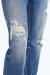High Rise Painted Mom Denim Jeans-Mom Jeans-BAYEAS