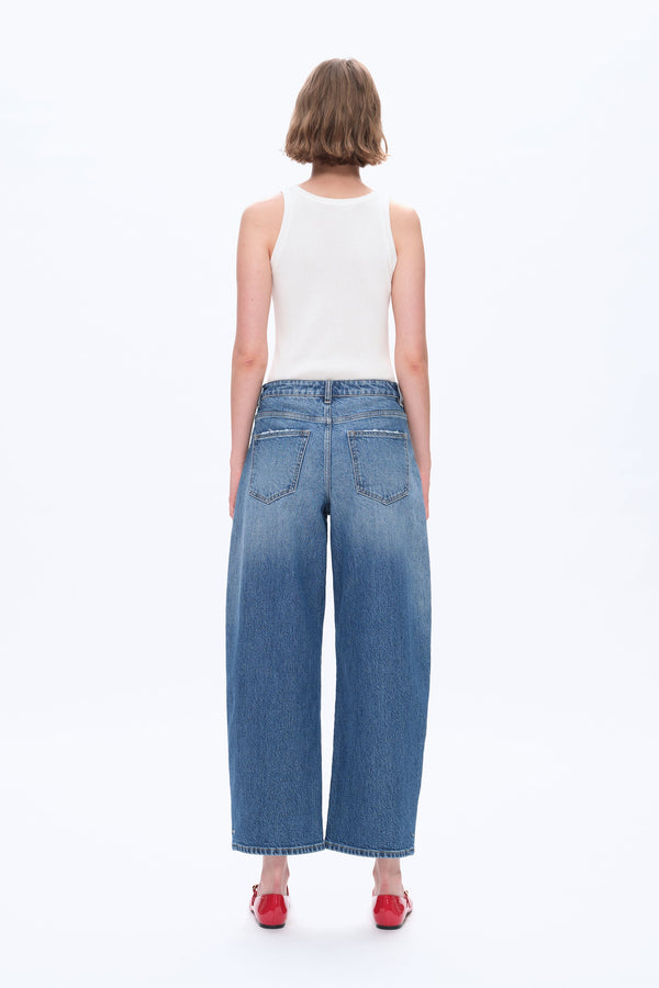 Mid Rise Balloon Denim Jeans-Barrel-BAYEAS