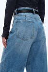 Frayed Hems Drop Crotch Barrel Jeans-Barrel-BAYEAS