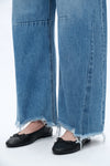 Frayed Hems Drop Crotch Barrel Jeans-Barrel-BAYEAS