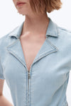 Denim Mini Rompers with Pockets-Rompers-BAYEAS