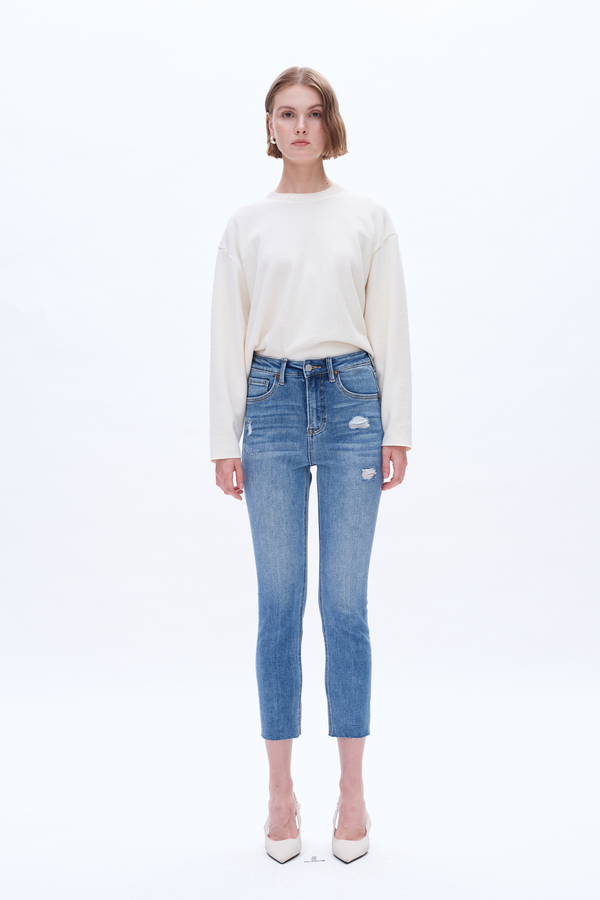 Distressed Skinny Jeans for Women-Skinny-BAYEAS