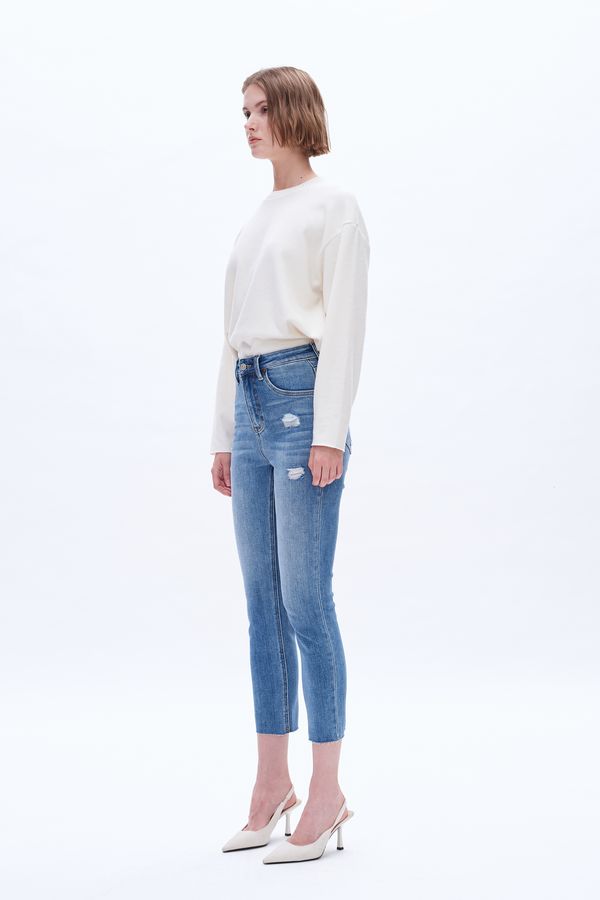 Distressed Skinny Jeans for Women-Skinny-BAYEAS