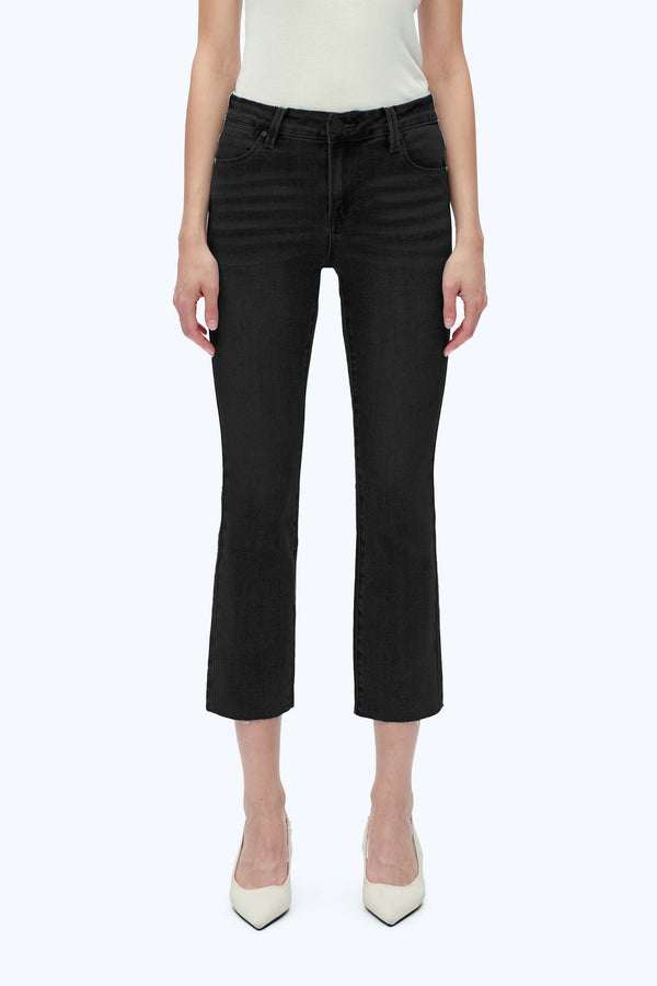 Mid Rise Straight Raw Edge Denim Jeans-Straight-BAYEAS