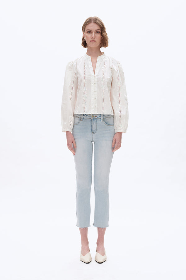 Mid Rise Straight Raw Edge Denim Jeans-Straight-BAYEAS