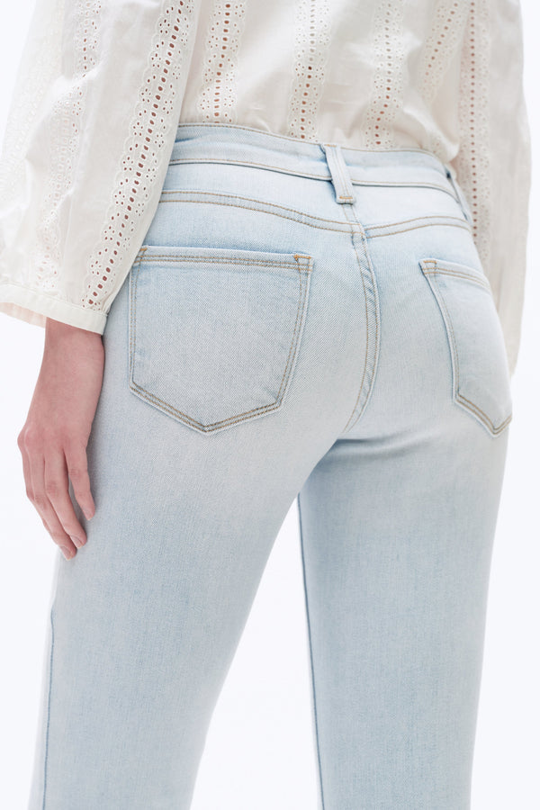 Mid Rise Straight Raw Edge Denim Jeans-Straight-BAYEAS