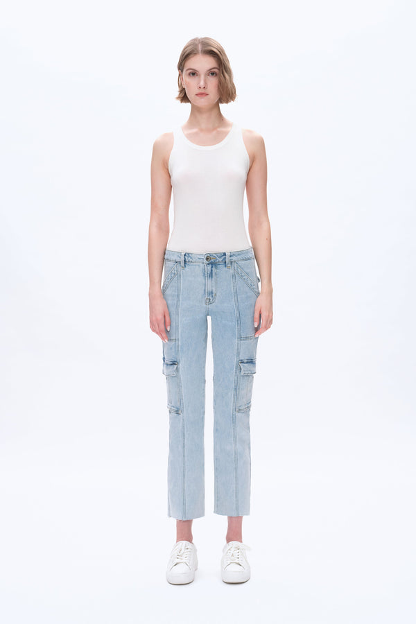 Straight Leg Jeans with Patch Pockets-Straight-BAYEAS