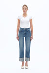 High Rise Jeans With Rolled Hem-Straight-BAYEAS