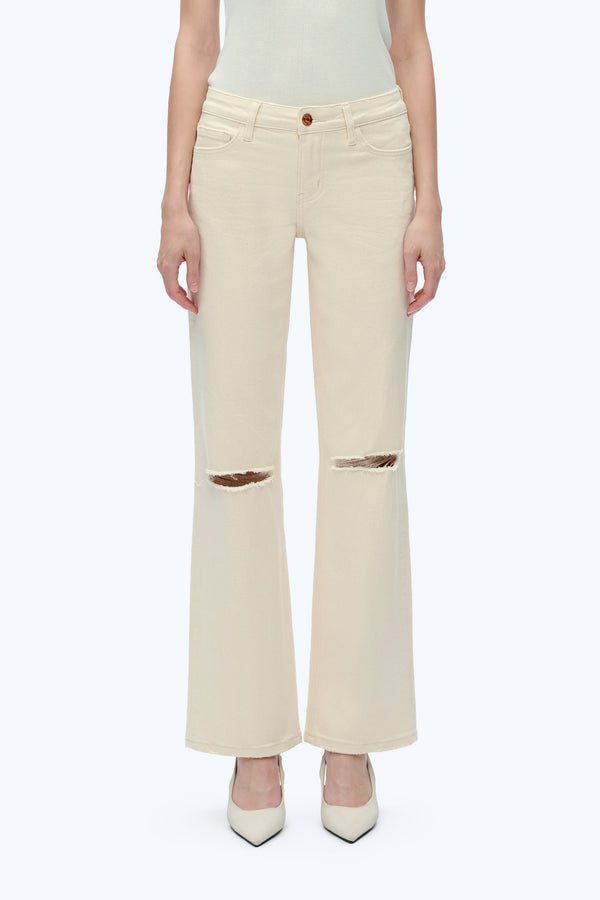 Mid Rise Straight Denim Jeans - Natural-Straight-BAYEAS