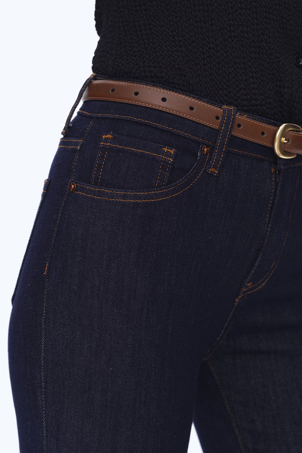 High Rise Raw Hem Straight Denim Jeans-Straight-BAYEAS