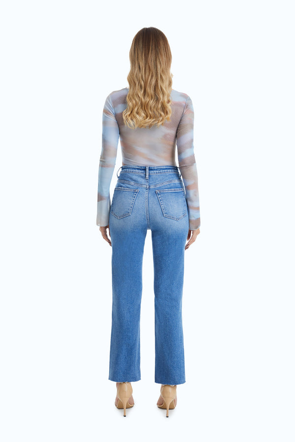 Butt Lifting Distressed Jeans-Straight-BAYEAS
