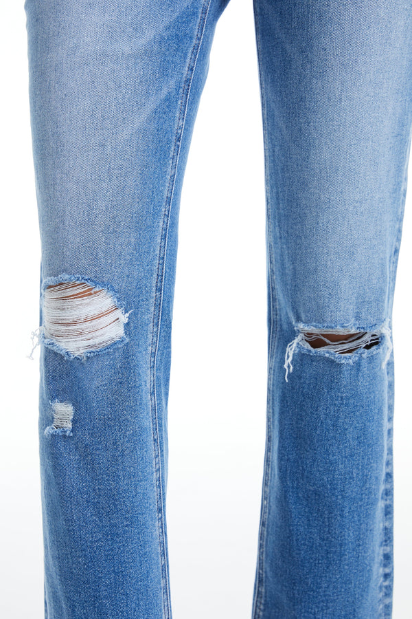 Butt Lifting Distressed Jeans-Straight-BAYEAS
