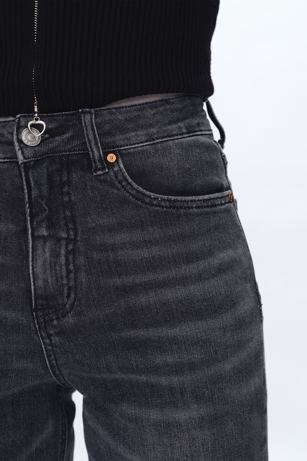 High Rise Straight Denim Jeans-Straight-BAYEAS