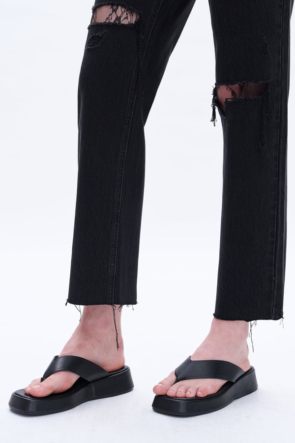 High Rise Straight With Lace-Straight-BAYEAS