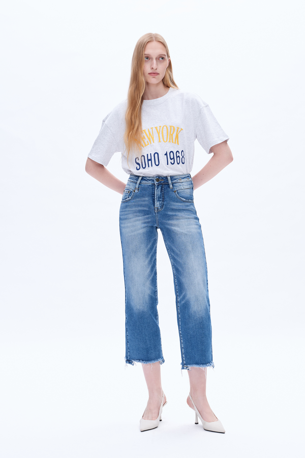 Mary High Rise Straight Cropped Jeans-Straight-BAYEAS