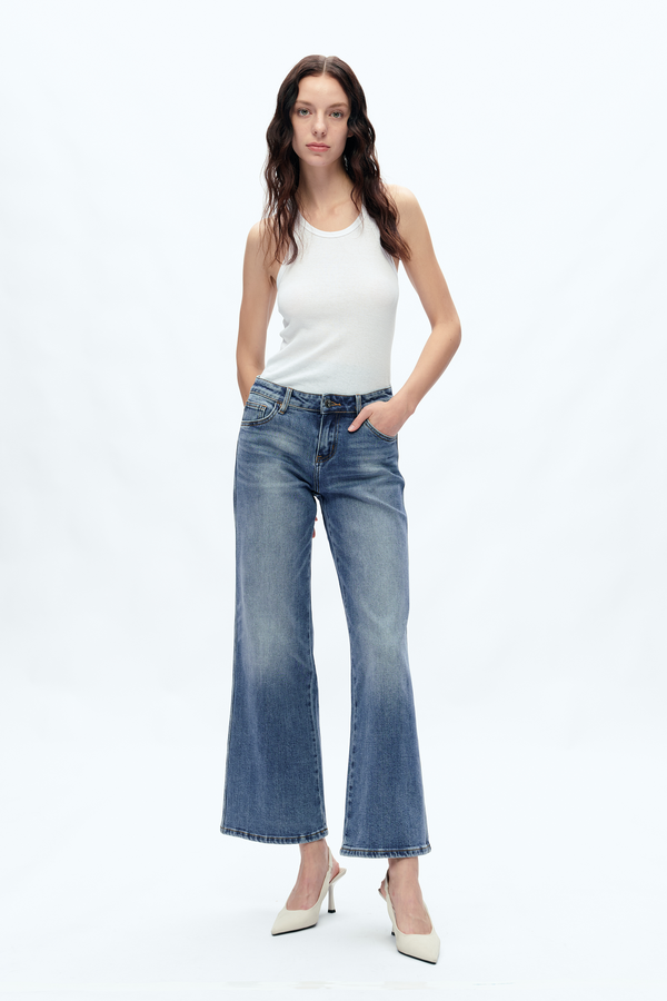 Kristy Mid Rise Relaxed Straight Denim Jeans-Straight-BAYEAS