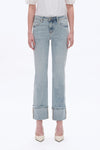 Flora Mid Rise Straight Cuffed Denim Jeans-Straight-BAYEAS