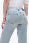 Flora Mid Rise Straight Cuffed Denim Jeans-Straight-BAYEAS