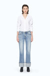 Flora Mid Rise Straight Cuffed Denim Jeans-Straight-BAYEAS