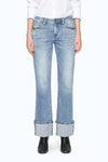 Flora Mid Rise Straight Cuffed Denim Jeans-Straight-BAYEAS