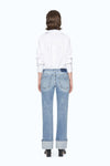 Flora Mid Rise Straight Cuffed Denim Jeans-Straight-BAYEAS