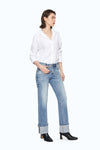 Flora Mid Rise Straight Cuffed Denim Jeans-Straight-BAYEAS