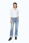 Flora Mid Rise Straight Cuffed Denim Jeans-Straight-BAYEAS