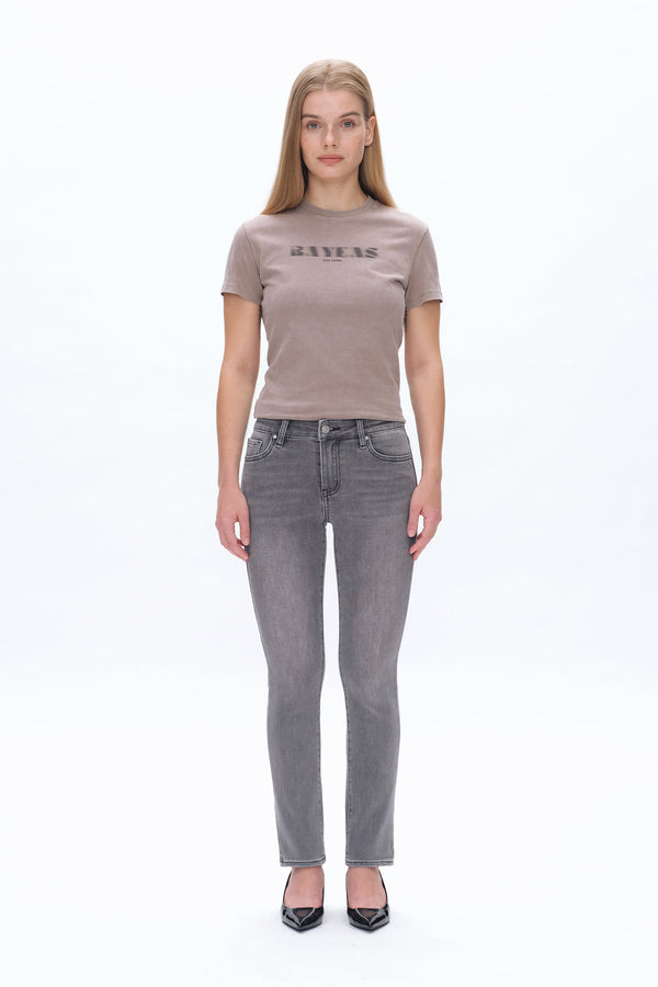 Emily Mid Rise Slim Straight Denim Jeans-Straight-BAYEAS