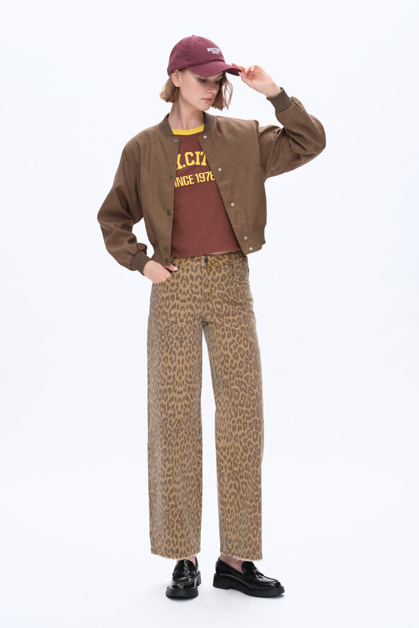 Leopard Print Relax Straight Pants-Straight-BAYEAS