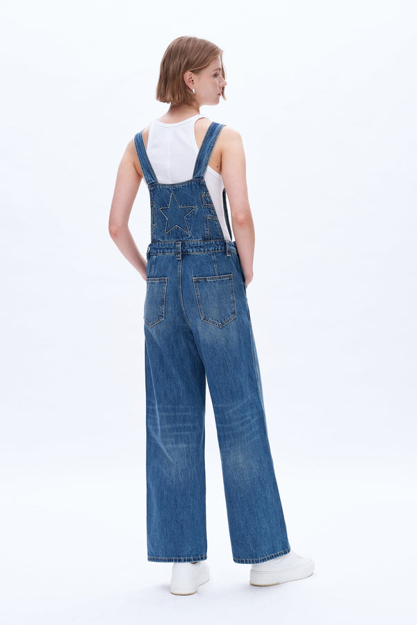 Wide Leg Denim Overalls-Overall-BAYEAS