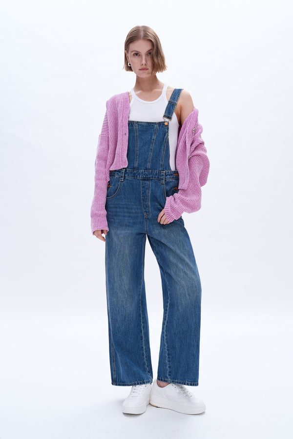 Wide Leg Denim Overalls-Overall-BAYEAS