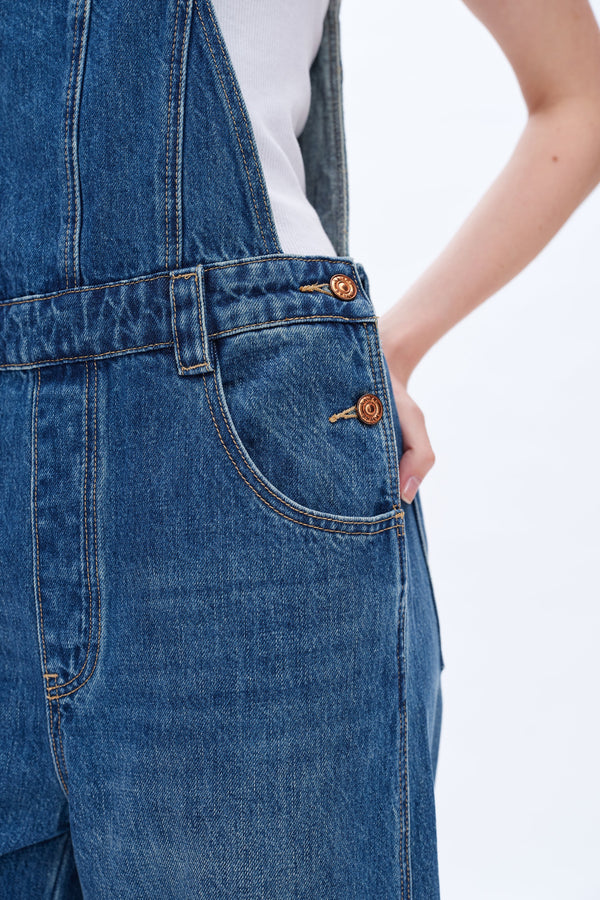 Wide Leg Denim Overalls-Overall-BAYEAS