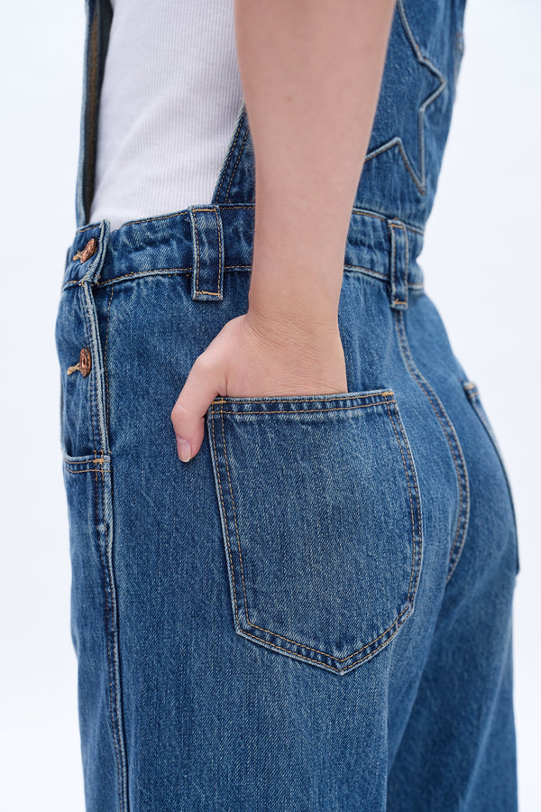Wide Leg Denim Overalls-Overall-BAYEAS
