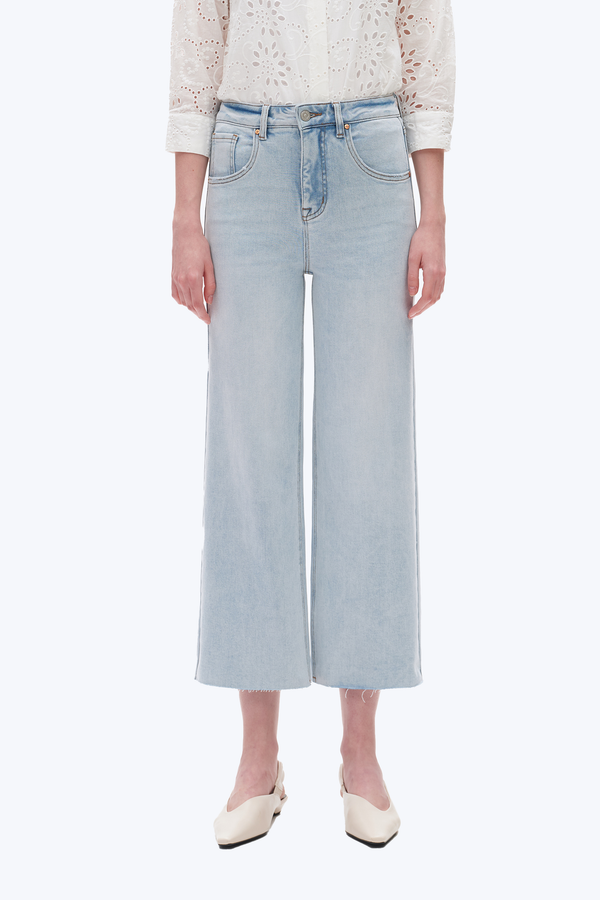 High Rise Wide Leg Denim Jeans-Wide Leg-BAYEAS
