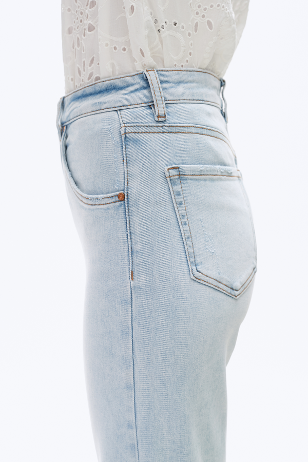 High Rise Wide Leg Denim Jeans-Wide Leg-BAYEAS