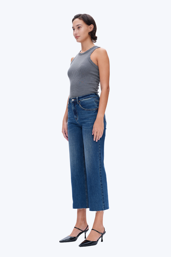 High Rise Wide Leg Denim Jeans-Wide Leg-BAYEAS