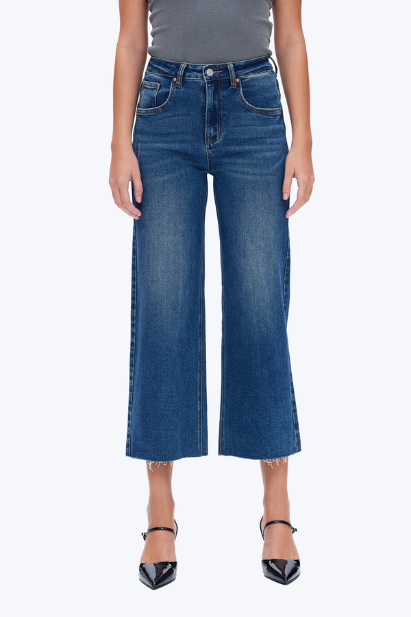 High Rise Wide Leg Denim Jeans-Wide Leg-BAYEAS