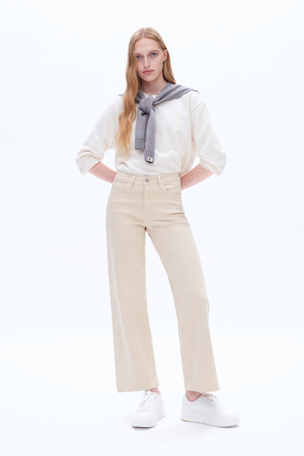 High Rise Wide Leg Denim Jeans-Wide Leg-BAYEAS