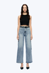 High Rise Wide Leg Denim Jeans With Slit-Wide Leg-BAYEAS