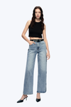 High Rise Wide Leg Denim Jeans With Slit-Wide Leg-BAYEAS