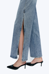 High Rise Wide Leg Denim Jeans With Slit-Wide Leg-BAYEAS