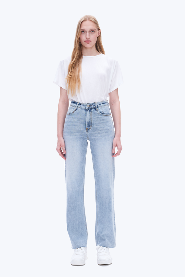 High Rise Relaxed Wide Leg Denim Jeans-Wide Leg-BAYEAS