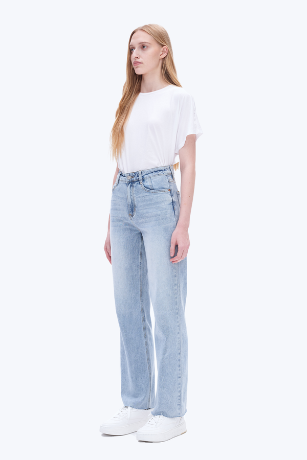 High Rise Relaxed Wide Leg Denim Jeans-Wide Leg-BAYEAS