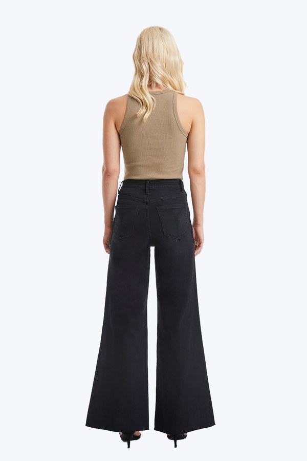 Utility Patch Pocket Wide Leg Denim Jeans-Wide Leg-BAYEAS