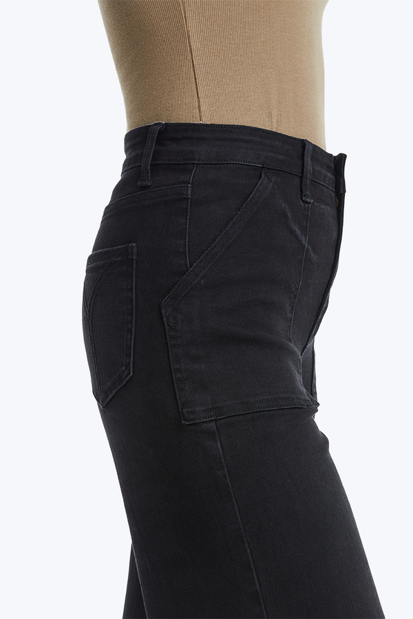 Utility Patch Pocket Wide Leg Denim Jeans-Wide Leg-BAYEAS