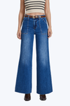 Utility Patch Pocket Wide Leg Denim Jeans-Wide Leg-BAYEAS